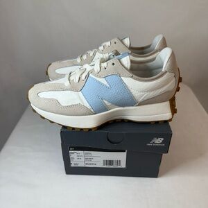 New Balance Womens 327 Blue Tan Sneakers Shoes